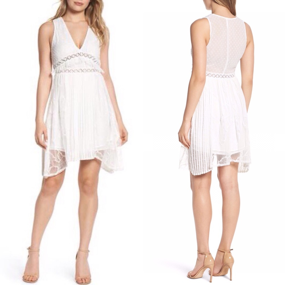 FOXIEDOX White Lace Inset Party Dress Medium